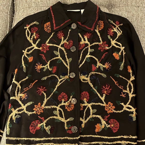 EUC Vintage Units Retro Embroidered Silk Blend Jacket Size Small - Picture 2 of 4